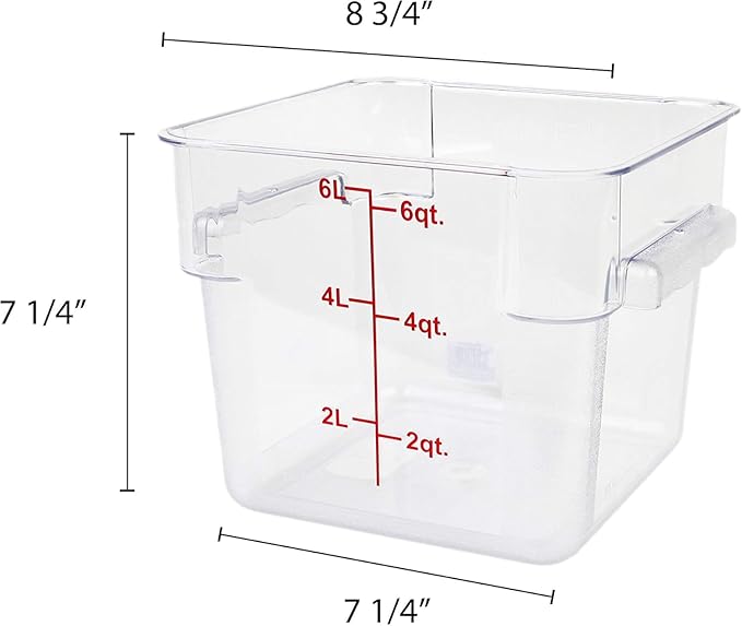 Polycarbonate Square Food Storage Container - Commercial Food Storage Containers Meal Prep Containers Reusable Food Containers for Pantry Kitchen Storage Organization