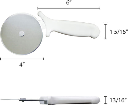 Stainless Steel Blade Pizza Cutter with White Plastic Handle- Pizza Cutter Wheel Stainless Steel Sharp Blade For Cutting Through Slice Thick or Thin Pizzas Pie Crust and Pastries