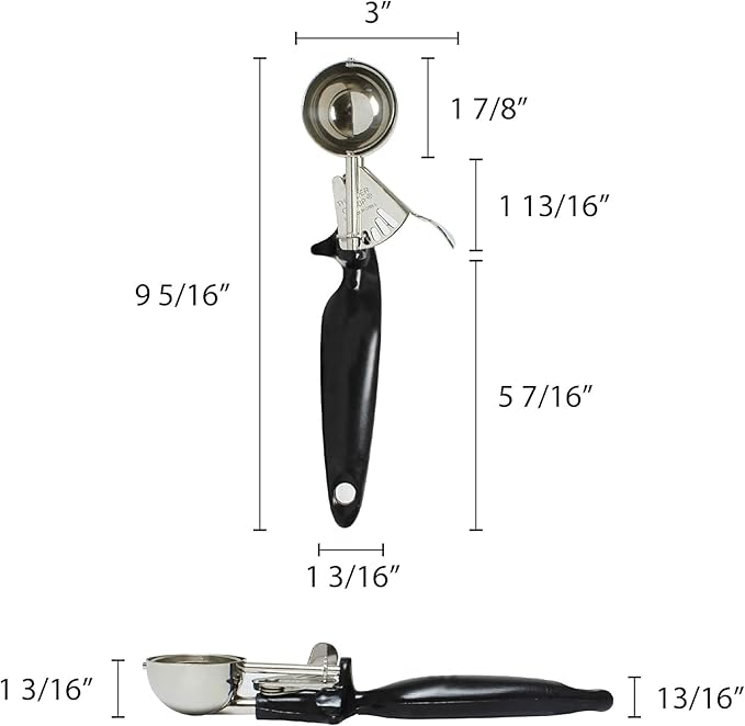 Lever Disher #30 Stainless Steel Ergo Handle- Ice Cream Cookie Scooper for Baking Cookie Scoops Portion Control Scoop Cupcake Batter Ice Cream Yogurt Gelatos