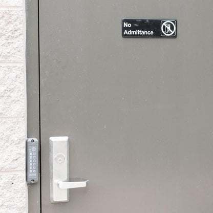 9" x 3" No Admittance Sign with Easy Peel Self-Adhesive White on Black Color Set of 2- Door Sign Waterproof Self Adhesive Store Signs Indoor/Outdoor Warning Marker Home Business Use