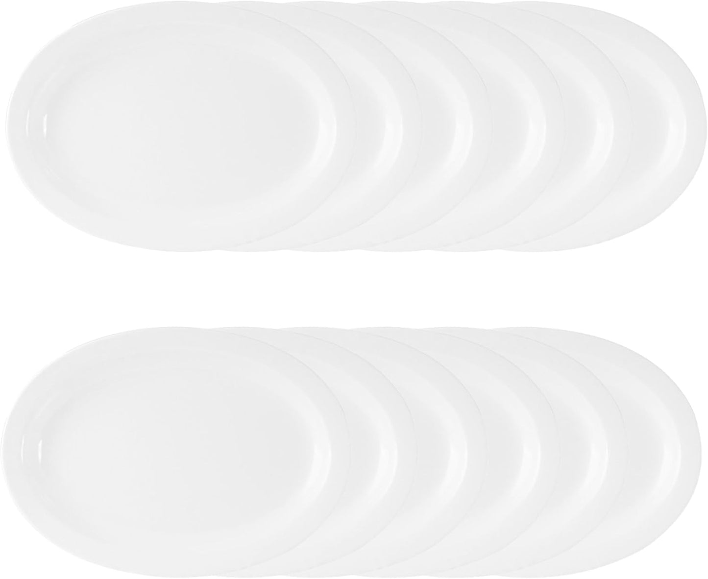 Narrow Rim Platter Melamine Set of 12 - Dishwasher Safe Break-Resistant Reusable Serving Platter Kitchen Dinnerware Appetizer Plates Serving Trays