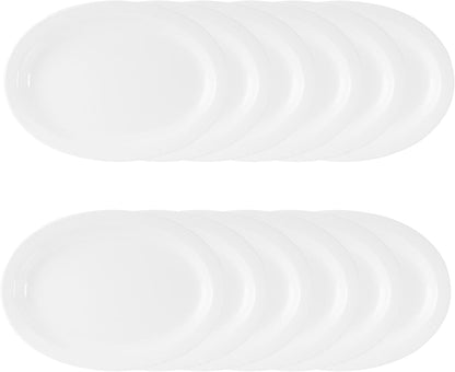 Narrow Rim Platter Melamine Set of 12 - Dishwasher Safe Break-Resistant Reusable Serving Platter Kitchen Dinnerware Appetizer Plates Serving Trays