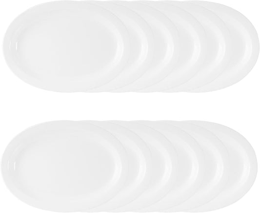 Narrow Rim Platter Melamine Set of 12 - Dishwasher Safe Break-Resistant Reusable Serving Platter Kitchen Dinnerware Appetizer Plates Serving Trays
