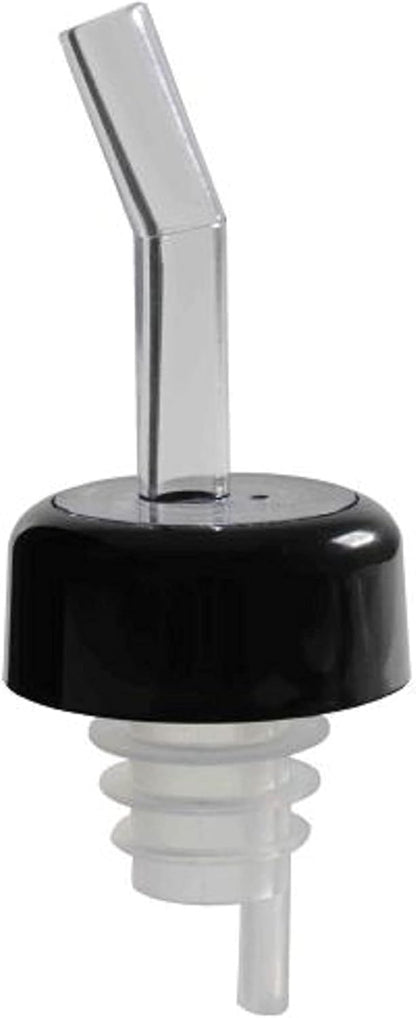 Flow Liquor Pourer with Black Collar Acrylonitrile Set of 12- Liquor Bottle Pourers Shot Dispenser Liquor Bottle Pourers Alcohol Pourers Bar Bartender Accessories