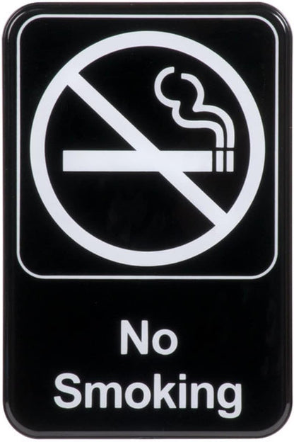 6" x 9" No Smoking Sign with Easy Peel Self-Adhesive White on Black Color Set of 2- Waterproof Self Adhesive Store Signs Indoor/Outdoor Warning Marker Home Business Use