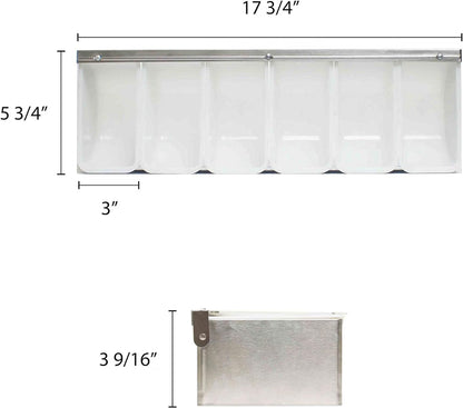 Compartment Condiment Dispenser Garnish Tray Bar Caddy Stainless Steel Body with Acrylic Hinged White Color Lid- Condiment Server Caddy Bar Garnish Holder Bar Accessories Fruit Salad