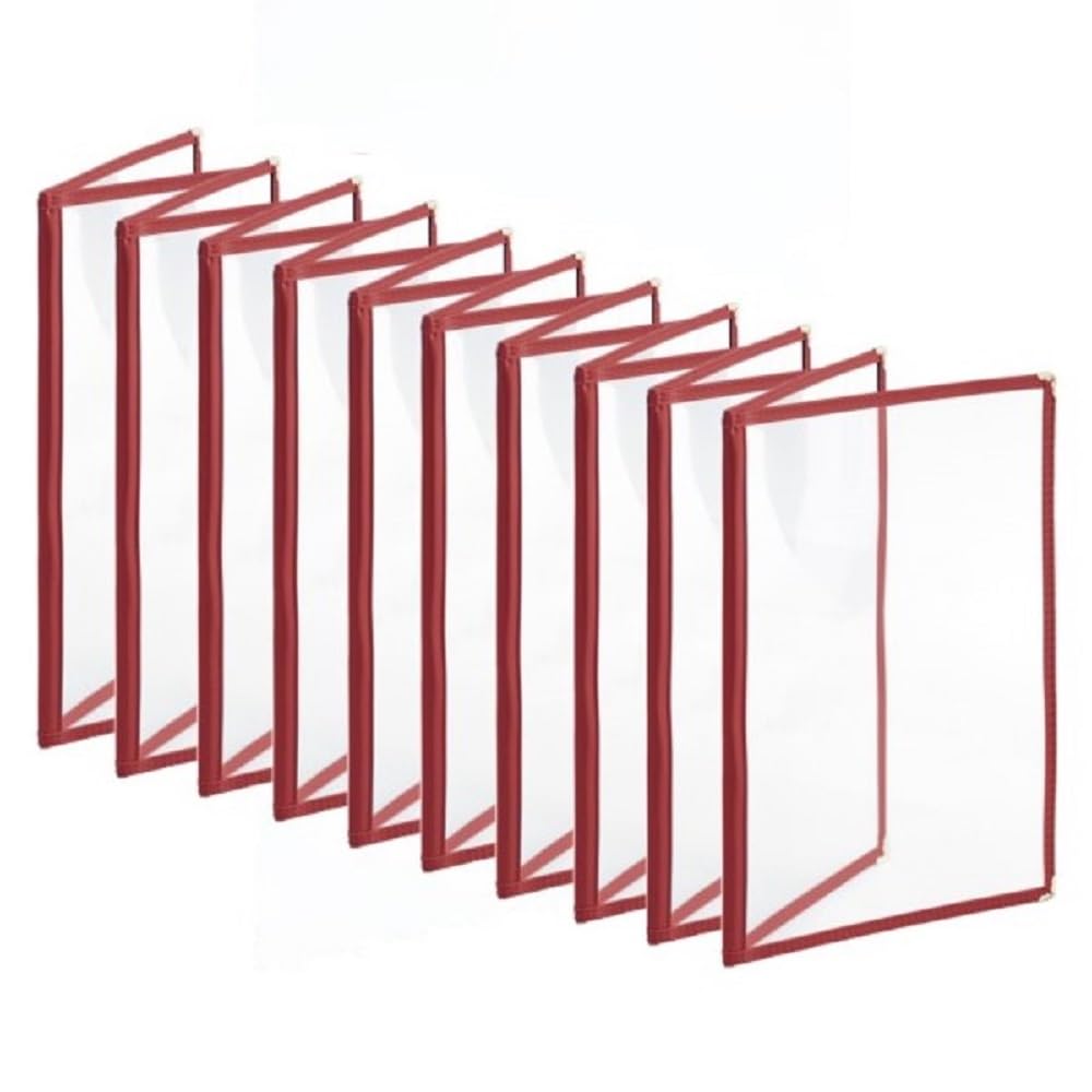 8-1/2” x 11” Double Fold Restaurant Menu Covers 2 Page 4 View Set of 10- Crystal Clear Menu Covers Fits A4 Size Paper Menu Sleeve Folder Menu Book Holders for Bar Cafe Restaurant
