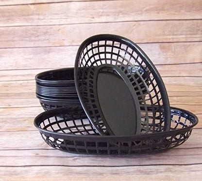 9-3/8" Oval Fast Food Basket Plastic - Fry Fast Food Reusable Foodservice Restaurant Diner Tray Plates Restaurant Deli Serving Chicken Burgers Sandwiches & Fries