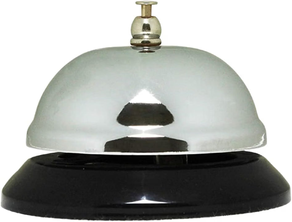 3-3/8" x 2-1/4" Call Bell One Touch Button Chrome Plated- Ringing Call Bell Service Bell for Kitchen Restaurant Bar Classic Concierge Hotel Reception Areas Warehouses
