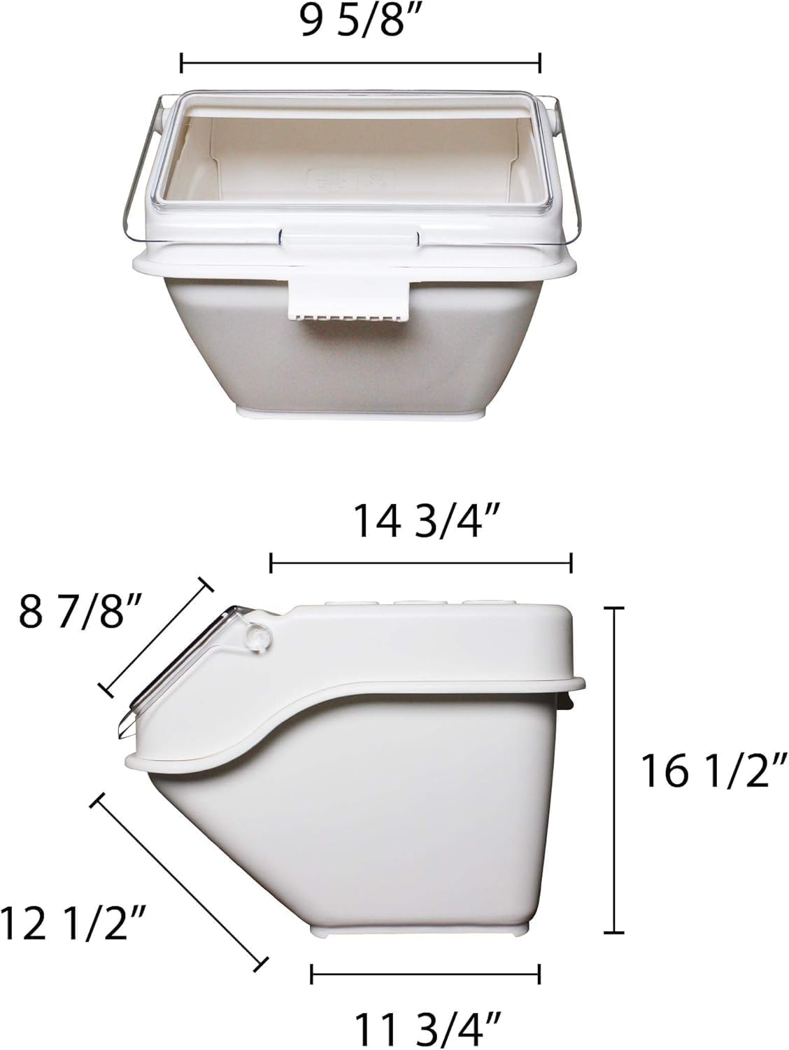 (40 Cups) Shelf Ingredient Bin White with Clear Flip Top Lid & Measuring Scoop- Stackable Plastic Kitchen Pantry Storage Bin for Dry Food Flour Sugar Kitchen Restaurant