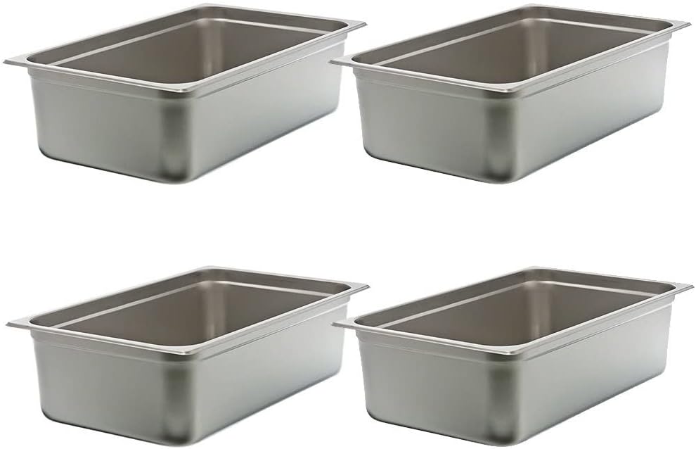 Full Size 6" Deep Stainless Steel Anti-Jamming Steam Pan 24 Gauge- Chafing Steam Table Pans Catering Food Storage Metal Pan Hotel Pan for Restaurant Events Catering Use