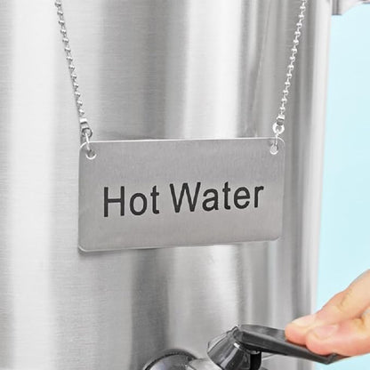 3-1/2" x 1-2/3" Chain Sign Stainless Steel with 13-1/8" Chain Length- Beverage Sign Drinks Labels for Coffee Urns Beverage Dispensers Carafes for Party Restaurant Banquet