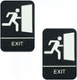 6" x 9" Exit Sign with Braille Easy Peel Self-Adhesive White on Black Color Set of 2- Waterproof Self Adhesive Store Signs Indoor/Outdoor Warning Marker Home Business Use