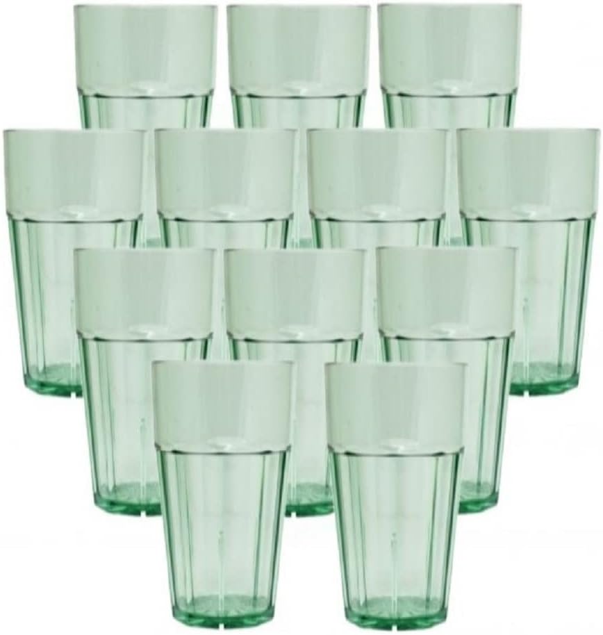 Diamond Tumbler/Drinking Cups Polycarbonate Set of 12-Premium Iced Tea Glasses Stackable Reusable Drinking Glasses Dishwasher Safe Break-Resistant for Home Restaurants