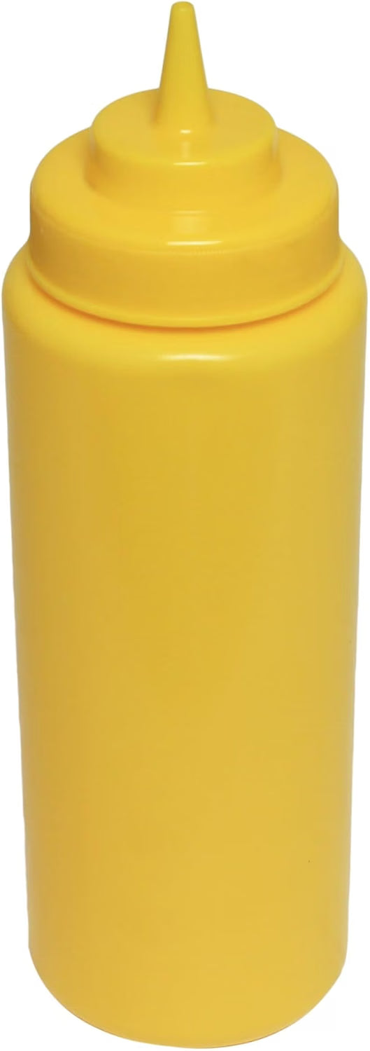 Set of 6 Squeeze Condiment Wide Mouth Dispensing Bottles - Plastic Squeeze Bottle for Sauces Spreads Ketchup Mustard Mayo Hot sauces and Olive oil