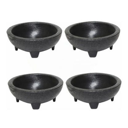 Molcajete Salsa Bowl Black Color - Perfect for Parties Events Regular Use Great for Molcajete Chips Guacamole Serving Dish Sauce Cup Side dish Snack Dip Nuts or Candy