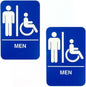 6" x 9" Men/ Wheelchair Accessible Restroom Sign with Braille Easy Peel Self-Adhesive White on Blue Color Set of 2- Waterproof Self Adhesive Store Signs Indoor/Outdoor Warning Marker Home Business Use