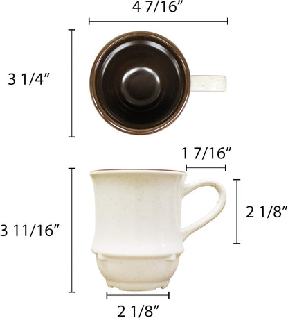 9 oz Arcadia Two-Tone Mug Round Base Melamine Set of 12- Dishwasher Safe Break-Resistant Coffee Cup Set Reusable Plastic Cup for Latte Cappuccino Cocoa Hot Tea Home Cafe Restaurants