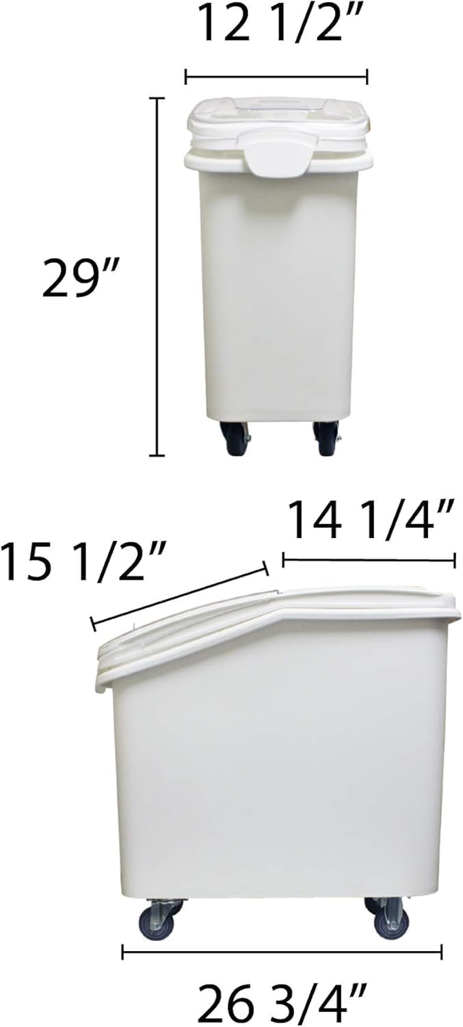 (40 Cups) Shelf Ingredient Bin White with Clear Flip Top Lid & Measuring Scoop- Stackable Plastic Kitchen Pantry Storage Bin for Dry Food Flour Sugar Kitchen Restaurant