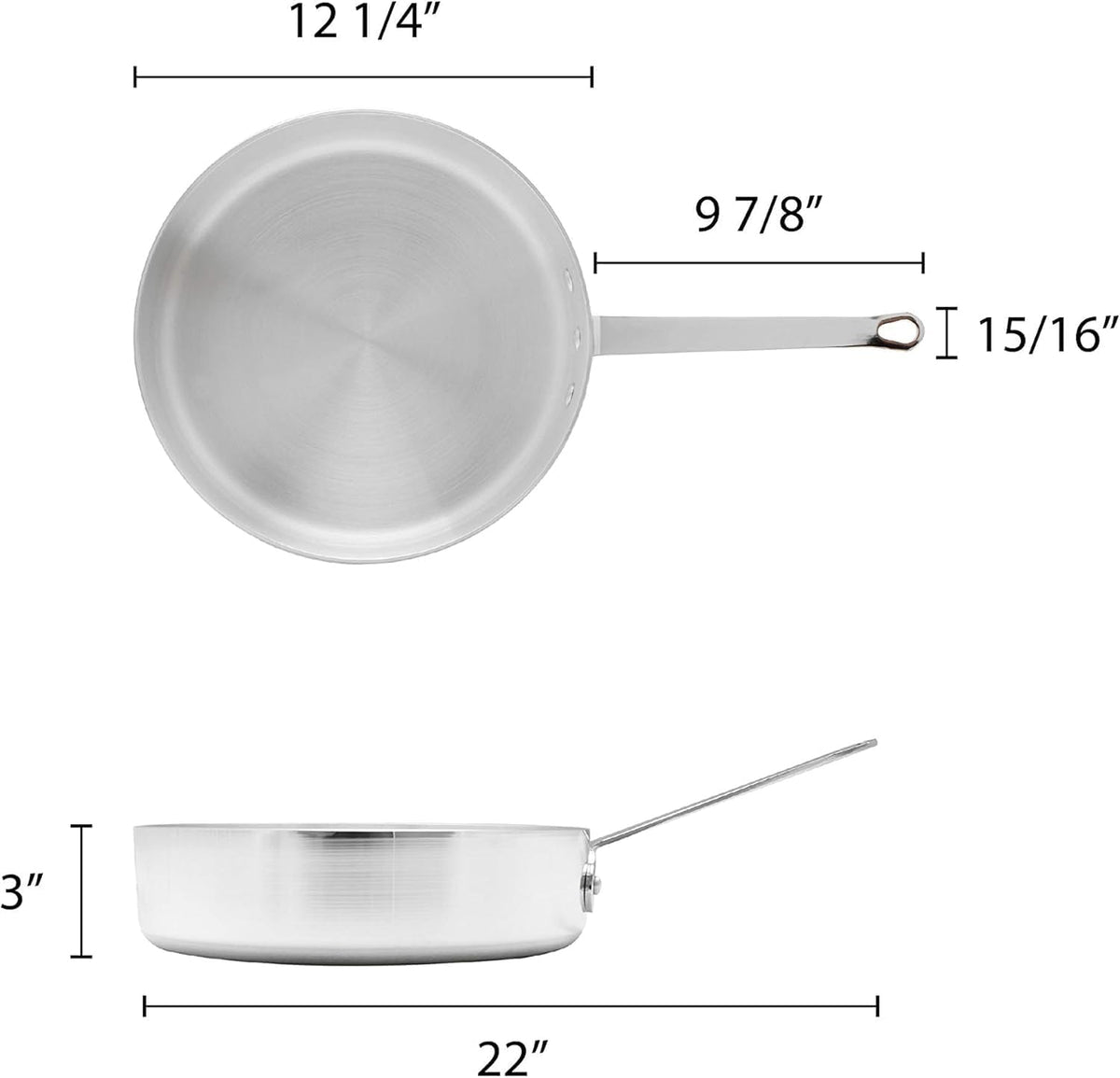Aluminum 3.5mm Thickness Sauté Pan and Aluminum Cover - Cooking Pan Chef Cooking Pan Frying Pan Skillet for Home and Restaurant Cookware NSF Certified Dishwasher Safe