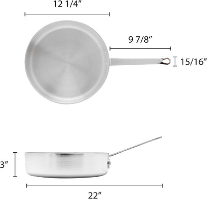 Aluminum 3.5mm Thickness Sauté Pan and Aluminum Cover - Cooking Pan Chef Cooking Pan Frying Pan Skillet for Home and Restaurant Cookware NSF Certified Dishwasher Safe