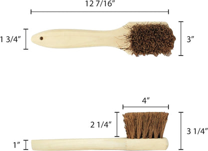 Wok Brush Palmyra Bristles with Wooden Handle - Wok Brush Cleaning Brush Kitchen pan Brush Scrub Brush Kitchen Cleaning Brush Pot Scraper Scrubber Dish Pan Brush for Cooking