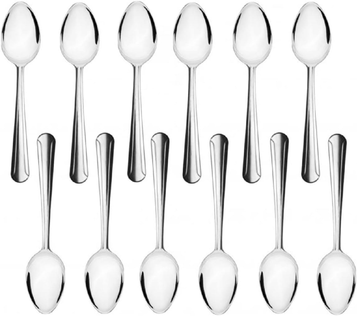 Domilion Stainless Steel Set of 12- Stainless Steel Flatware Silverware Cutlery Kitchen Tableware Set for Home Restaurant for Stirring Coffee Dessert Ice Cream Cappuccino