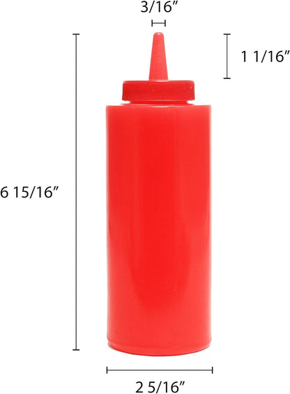 Set of 12 Squeeze Condiment Dispensing Bottles 8 oz - Plastic Squeeze Bottle For Sauces Spreads Ketchup Mustard Mayo Hot sauces and Olive oil