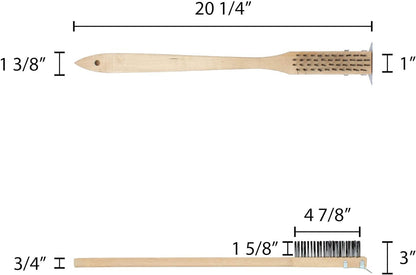 Pizza Oven Brush with Scraper Black Metal Wire Brush with Wooden Handle-Pizza Oven Cleaning Brush for Pizza Stone Grill Brush Outdoor BBQ Cleaning Oven Accessories