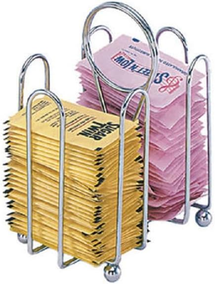 Sugar Packet Holder Chrome Plated Set of 2- Metal Sweetener Container Coffee Accessories Sugar Caddy Holder for Restaurant Home Sugar Tea Bag Basket