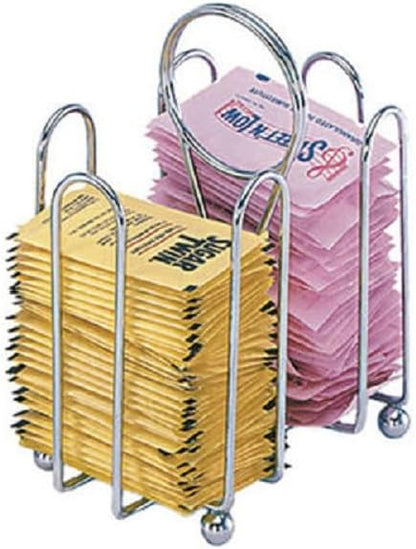 Sugar Packet Holder Chrome Plated Set of 2- Metal Sweetener Container Coffee Accessories Sugar Caddy Holder for Restaurant Home Sugar Tea Bag Basket