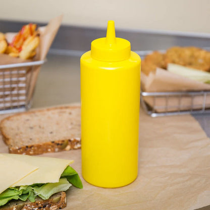 Set of 12 Squeeze Condiment Dispensing Bottles 8 oz - Plastic Squeeze Bottle For Sauces Spreads Ketchup Mustard Mayo Hot sauces and Olive oil