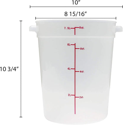 Round Food Storage Container Translucent Polypropylene- Commercial Food Storage Containers Meal Prep Containers Reusable Food Containers for Pantry Kitchen Storage Organization