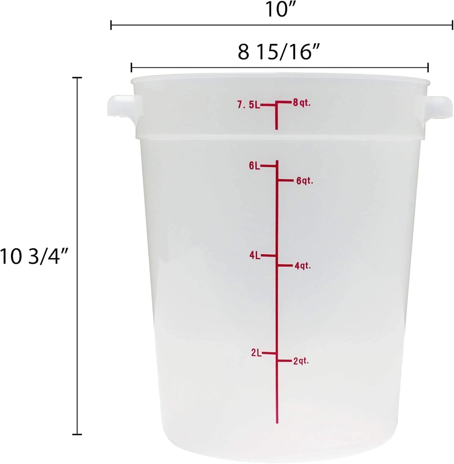 Round Food Storage Container Translucent Polypropylene- Commercial Food Storage Containers Meal Prep Containers Reusable Food Containers for Pantry Kitchen Storage Organization