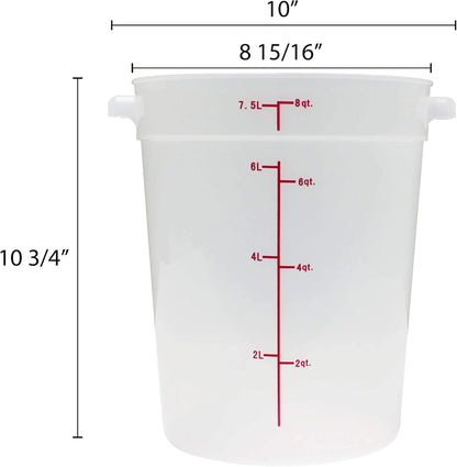 Round Food Storage Container Translucent Polypropylene- Commercial Food Storage Containers Meal Prep Containers Reusable Food Containers for Pantry Kitchen Storage Organization