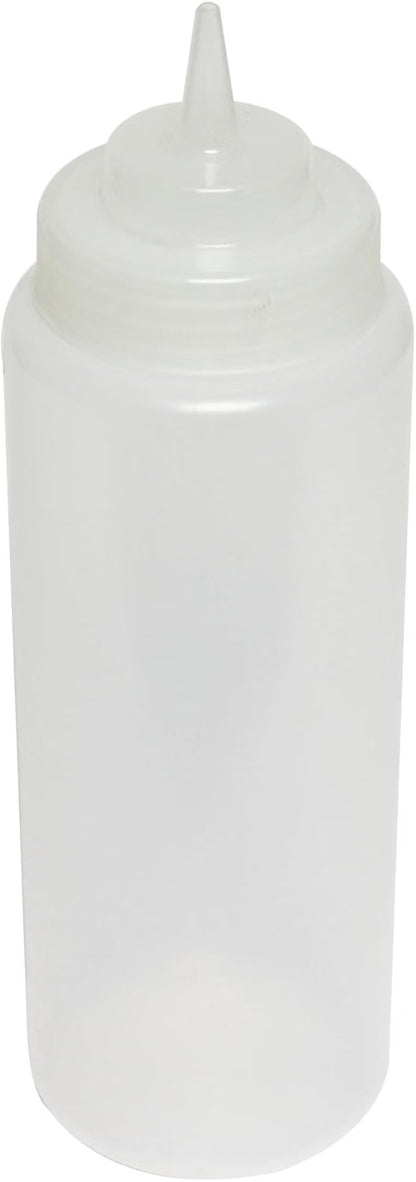 Set of 6 Squeeze Condiment Wide Mouth Dispensing Bottles - Plastic Squeeze Bottle for Sauces Spreads Ketchup Mustard Mayo Hot sauces and Olive oil