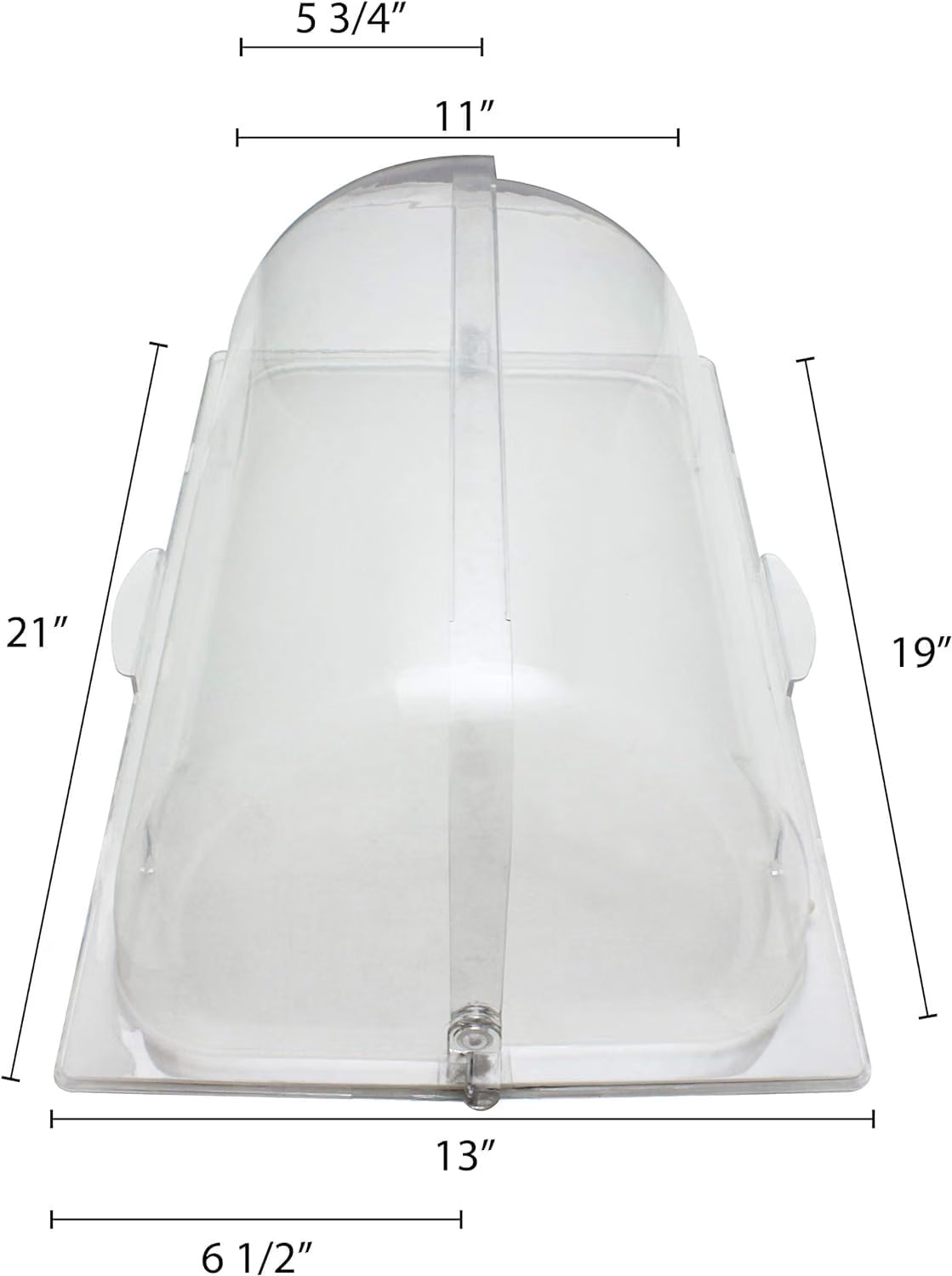 21-1/9" x 14-1/4" x 7-1/3" Roll Top Chafer Cover Opens on both ends Clear Color- Food Pan Cover Pastry Cover Display Cover Serving Platter Cover Clear Food Pan Cover