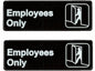 9" x 3" Employees Only Sign with Easy Peel Self-Adhesive White on Black Color Set of 2- Door Sign Waterproof Self Adhesive Store Signs Indoor/Outdoor Warning Marker Home Business Use