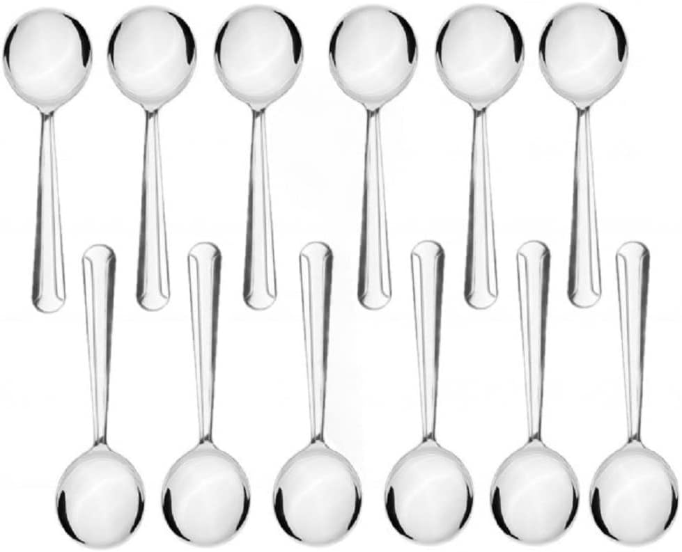 Domilion Stainless Steel Set of 12- Stainless Steel Flatware Silverware Cutlery Kitchen Tableware Set for Home Restaurant for Stirring Coffee Dessert Ice Cream Cappuccino