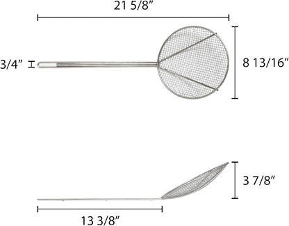 Round Wire Skimmer Nickel Plated- Mesh Strainer Skimmer Kitchen Utensil Food Strainer Skimmer Spoon for Cooking Sieve Sifters Rice Quinoa Pasta Fruits Vegetables