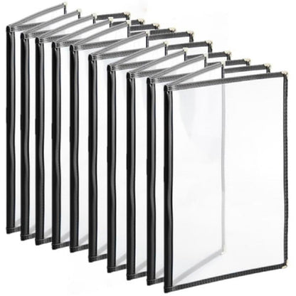 8-1/2” x 11” Double Fold Restaurant Menu Covers 2 Page 4 View Set of 10- Crystal Clear Menu Covers Fits A4 Size Paper Menu Sleeve Folder Menu Book Holders for Bar Cafe Restaurant