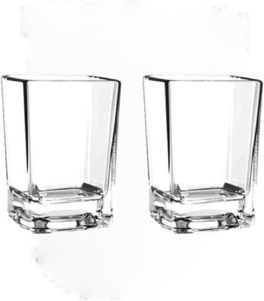 Square Shot Glass Polycarbonate with Heavy Base Clear Color Set of 2- Liquor Plastic Drinking Glass Clear Shot Glass Tequila Shots for Whiskey Tequila Vodka Espresso