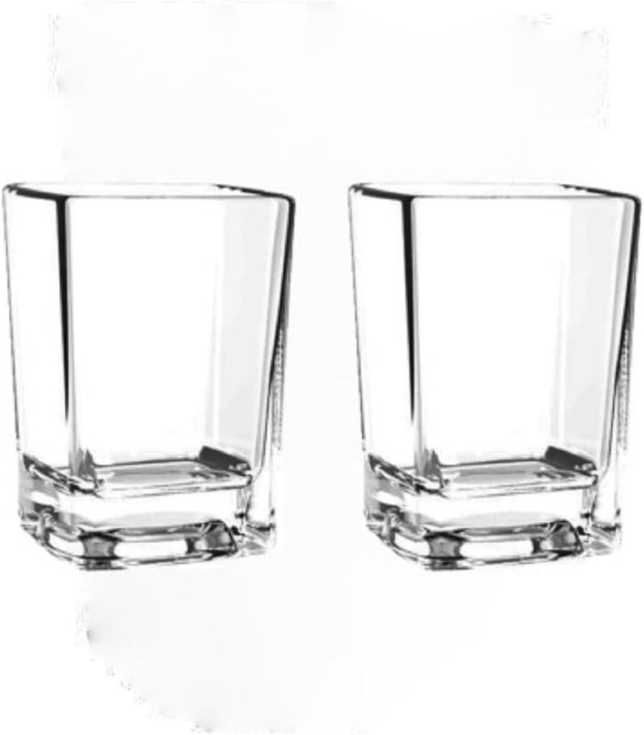 Square Shot Glass Polycarbonate with Heavy Base Clear Color Set of 2- Liquor Plastic Drinking Glass Clear Shot Glass Tequila Shots for Whiskey Tequila Vodka Espresso