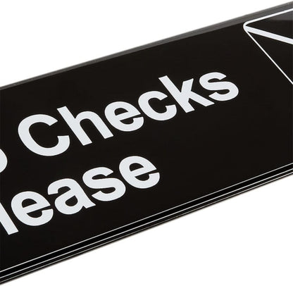 9" x 3" No Checks Please Sign with Easy Peel Self-Adhesive Red on White Color Set of 2- Door Sign Waterproof Self Adhesive Store Signs Indoor/Outdoor Warning Marker Home Business Use