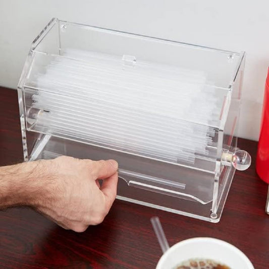 Acrylic Straw Dispenser Clear Color 12-5/8" x 5-5/8" x 6-7/8"-Reusable Straw Holder Straw Dispenser Straw Organizer for Countertop Coffee Bar Supplies Restaurants and Fast Food