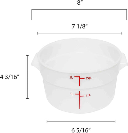 Round Food Storage Container Polypropylene - Commercial Food Storage Containers Meal Prep Containers Reusable Food Containers for Pantry Kitchen Storage Organization