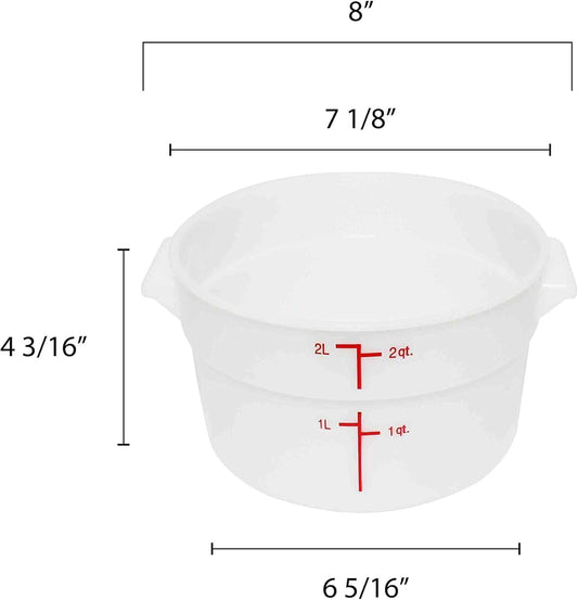 Round Food Storage Container Polypropylene - Commercial Food Storage Containers Meal Prep Containers Reusable Food Containers for Pantry Kitchen Storage Organization