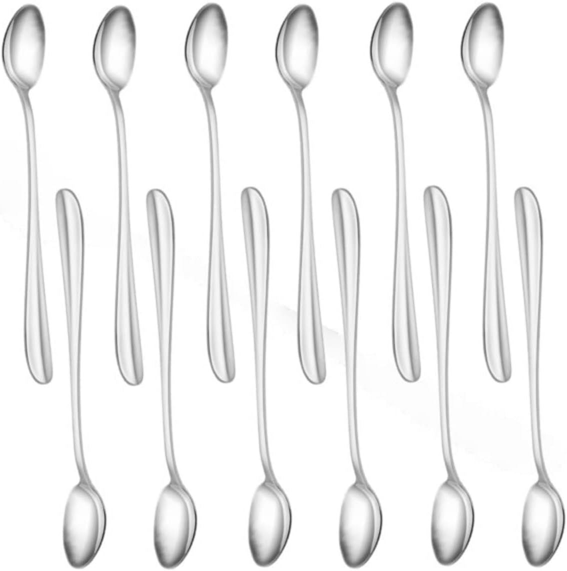 Set of 12 Stainless Steel - Steel Flatware Silverware Cutlery Kitchen Tableware for Home Restaurant for Stirring Coffee Dessert Cake Ice Cream Cappuccino