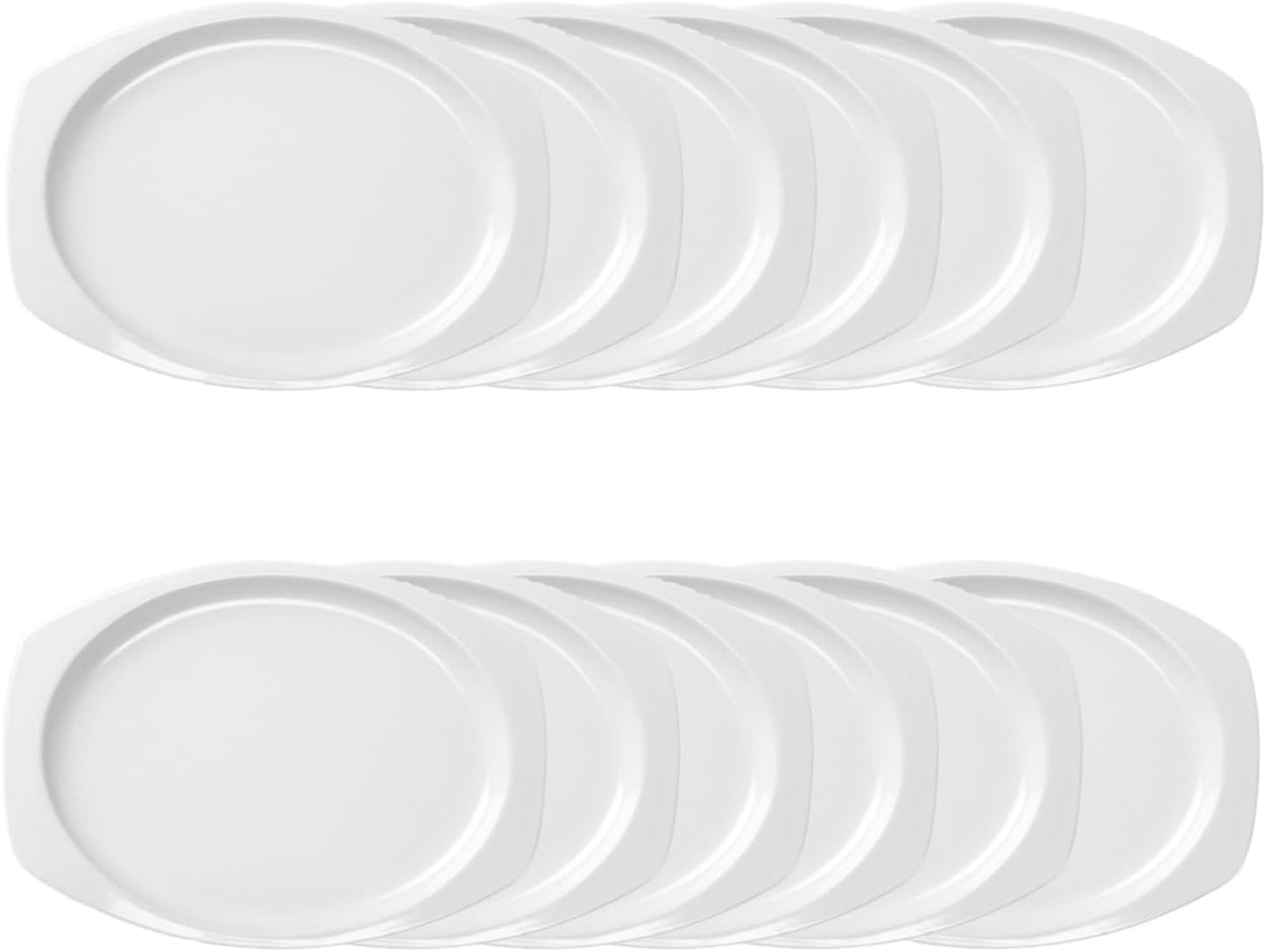 Rectangular Platter White Color Melamine Set of 12- Reusable Plates Kitchen Plates Dinnerware Serving Platter Dishes Dishwasher Safe Break-Resistant for Home Kitchen