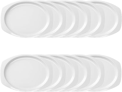 Rectangular Platter White Color Melamine Set of 12- Reusable Plates Kitchen Plates Dinnerware Serving Platter Dishes Dishwasher Safe Break-Resistant for Home Kitchen